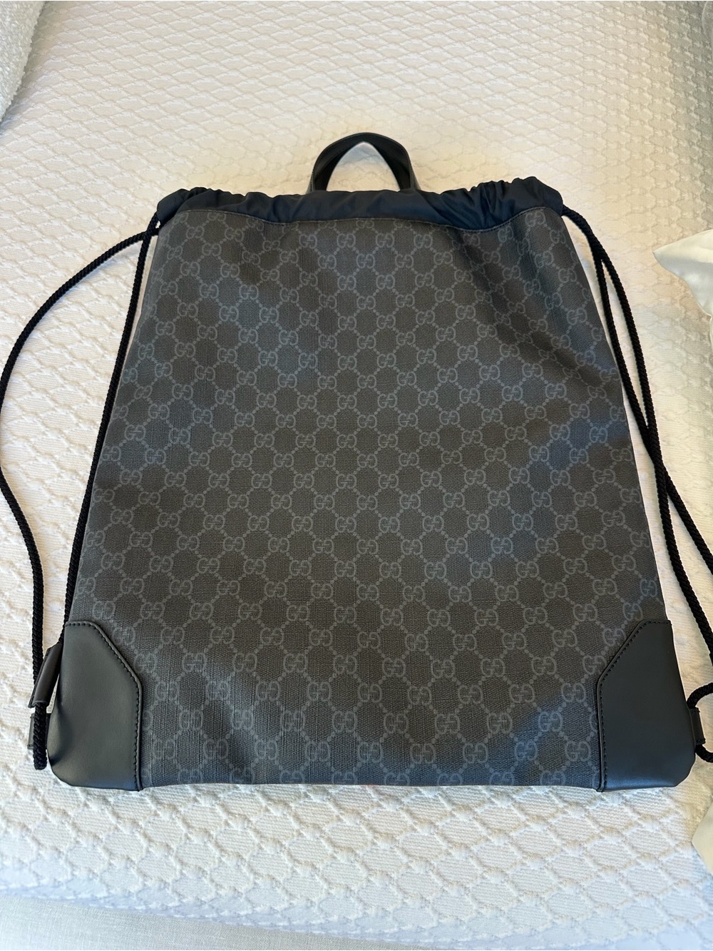 Gucci Black & Red Monogram Drawstring Backpack - Picture 6 of 8